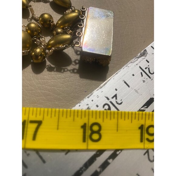 Vintage Classic Multi 4 Strand Gold Tone Beaded Necklace Box Ornate Clasp - Picture 7 of 12